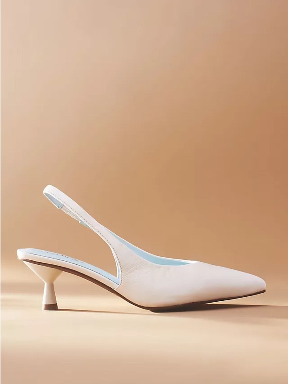 Seychelles White Pointed Slingback Kitten Heels